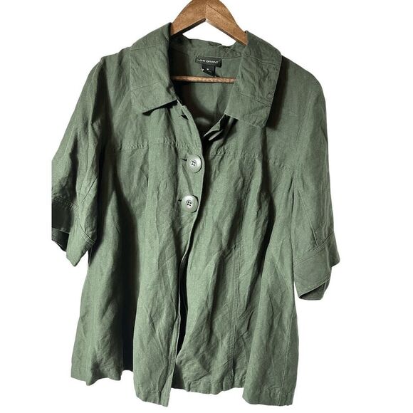 Lane Bryant Women's Linen Blend‎ Green Utility Lagenlook Short S Jacket Size 18 - Picture 1 of 5